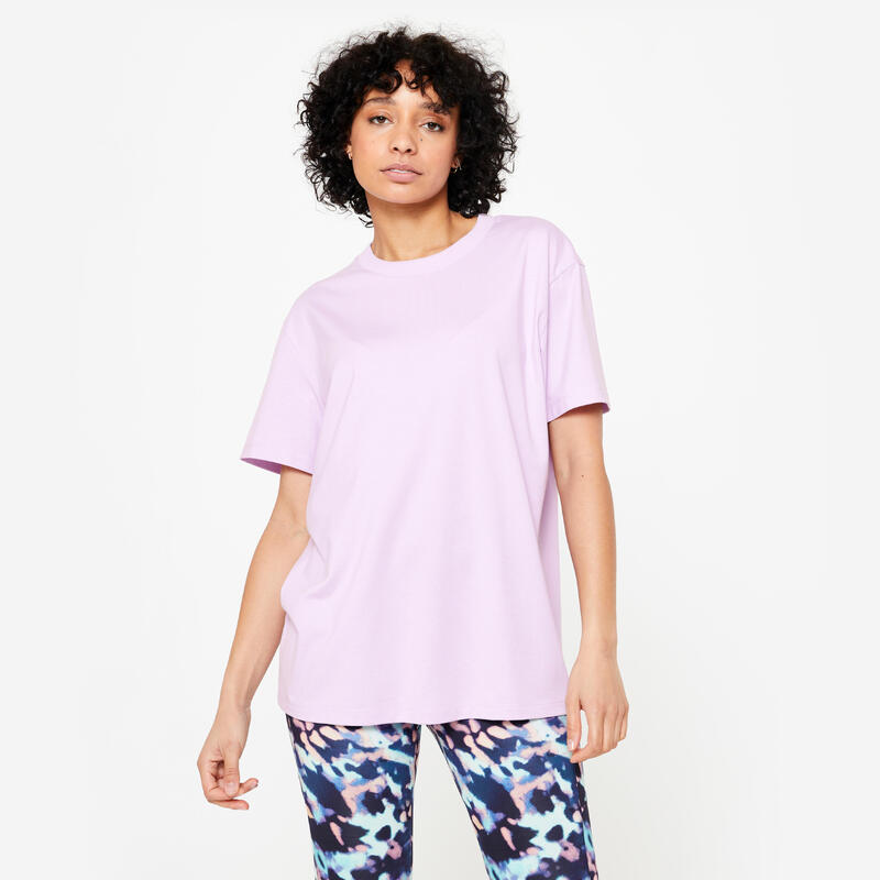 Oversized T-shirt met ronde hals voor dames paars