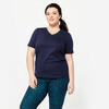 T-shirt Decote em V Fitness de algodão Mulher Azul