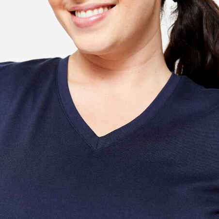 Women's V-Neck Cotton T-Shirt - Dark Blue