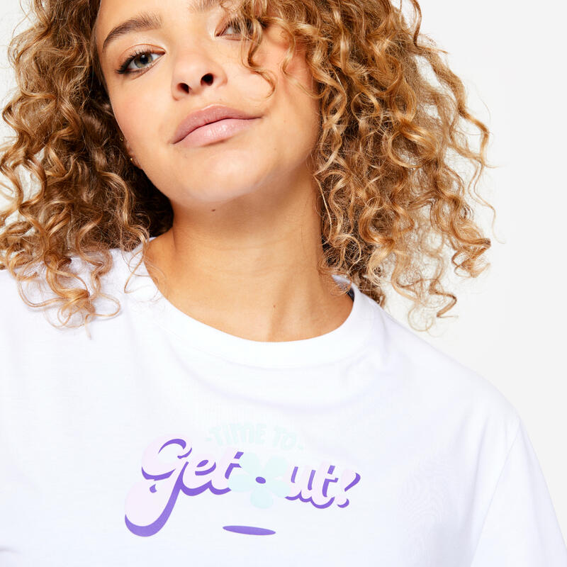 T-shirt crop top femme - blanc