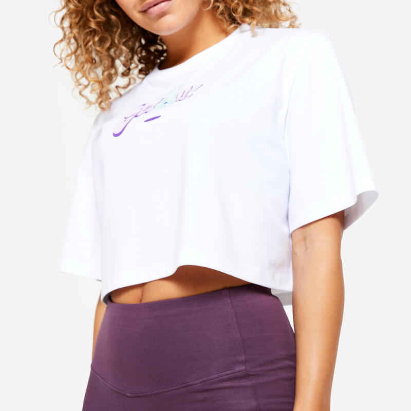 T-shirt crop top femme - blanc