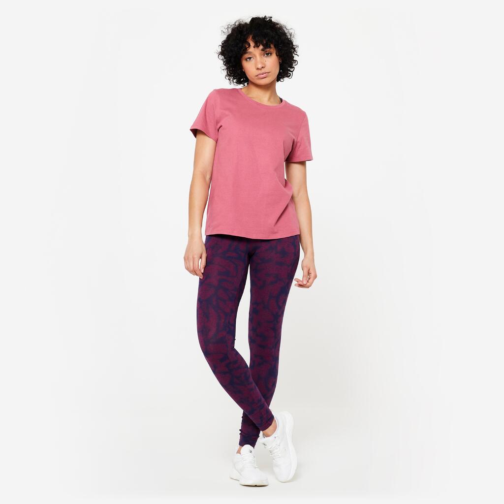 T-Shirt Damen Baumwolle Rundhals - salbeigrün 