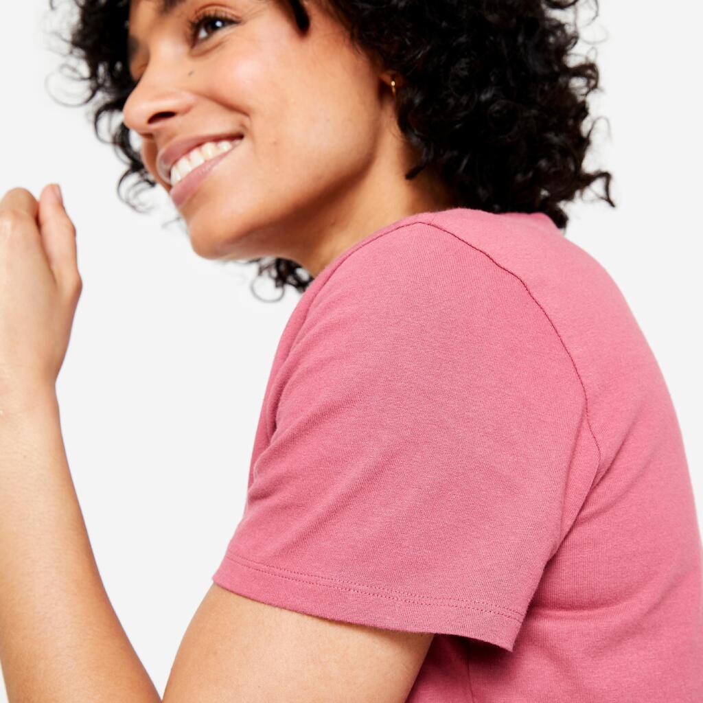T-Shirt Damen Baumwolle Rundhals - salbeigrün 