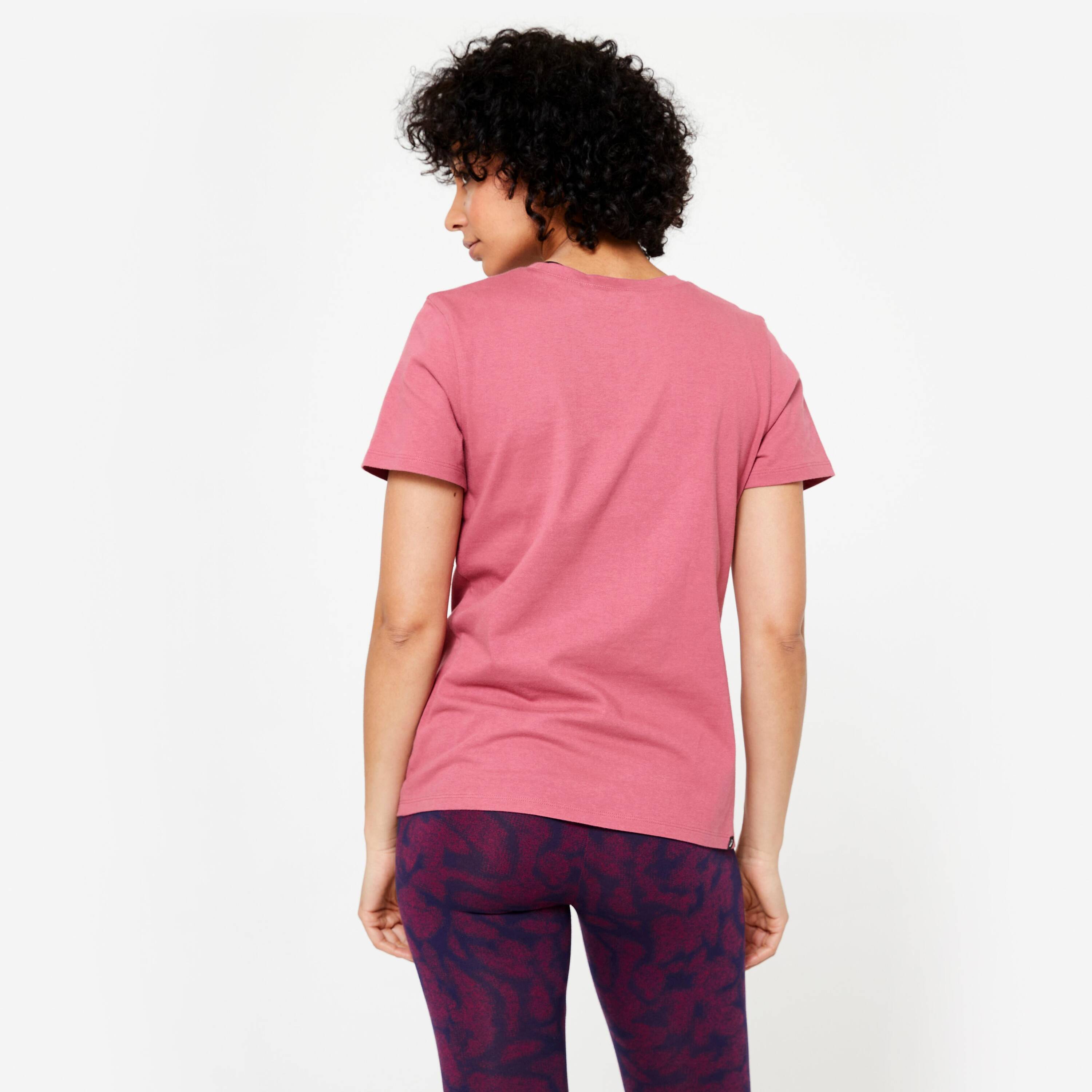 Women's Crew Neck Cotton T-Shirt - Burgundy -  4