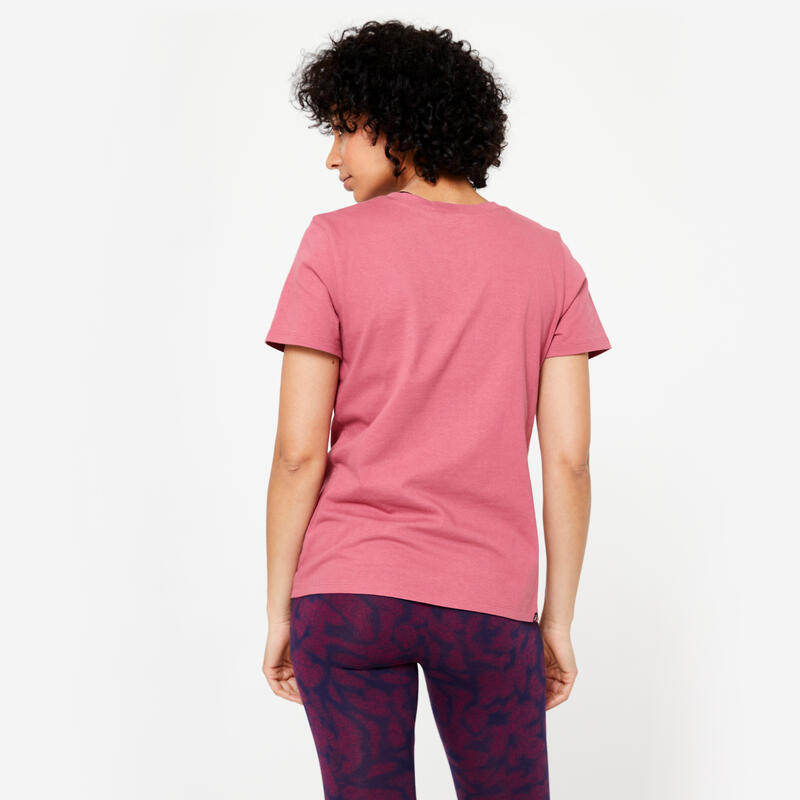 Tee-shirt en coton col rond femme, bordeau