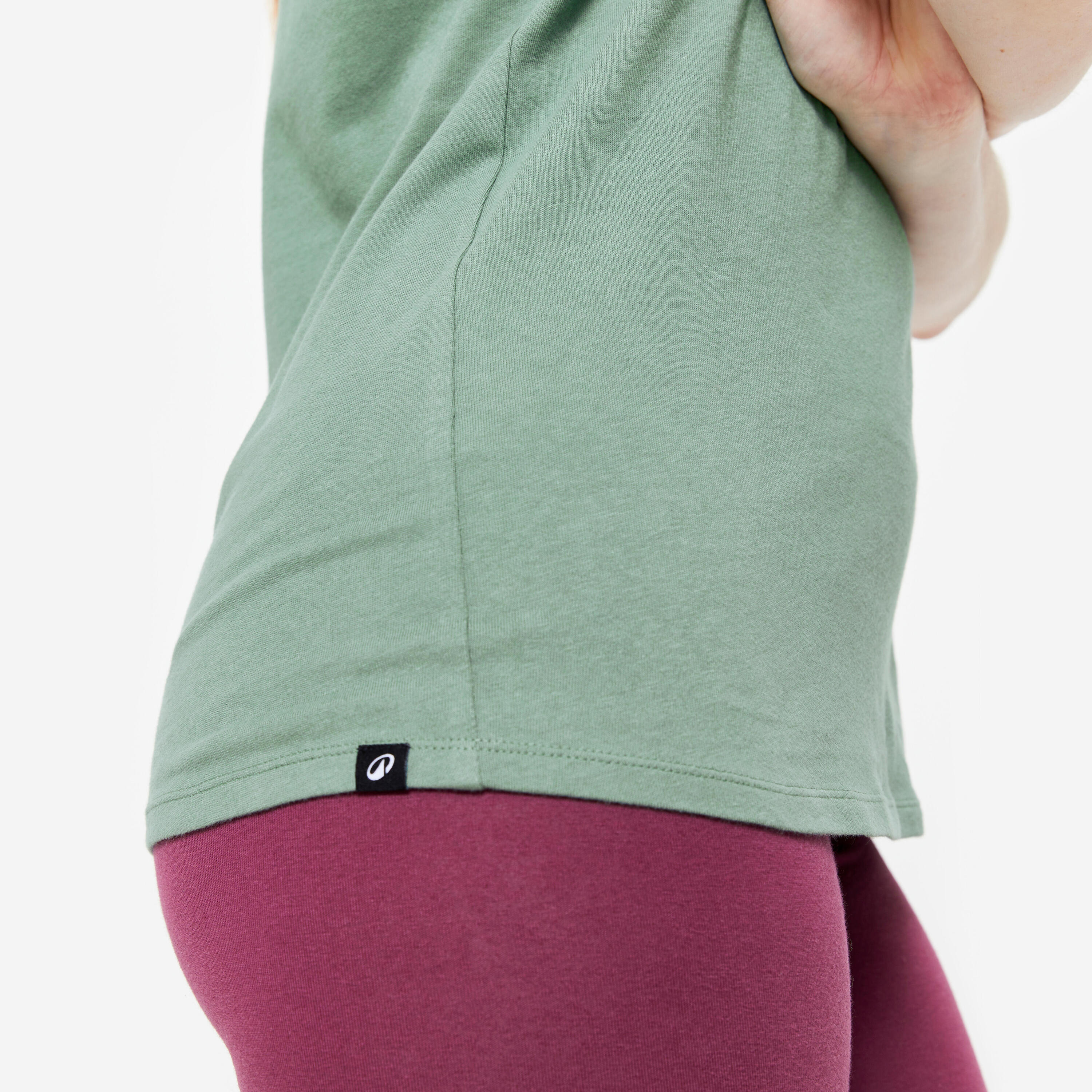Tee-shirt en coton col rond femme, vert foncé 6/6