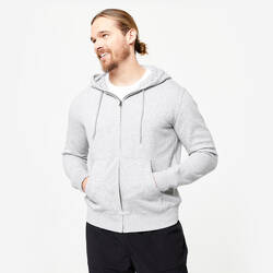 Men's Zip-Up Fitness Hoodie 100 - Grey