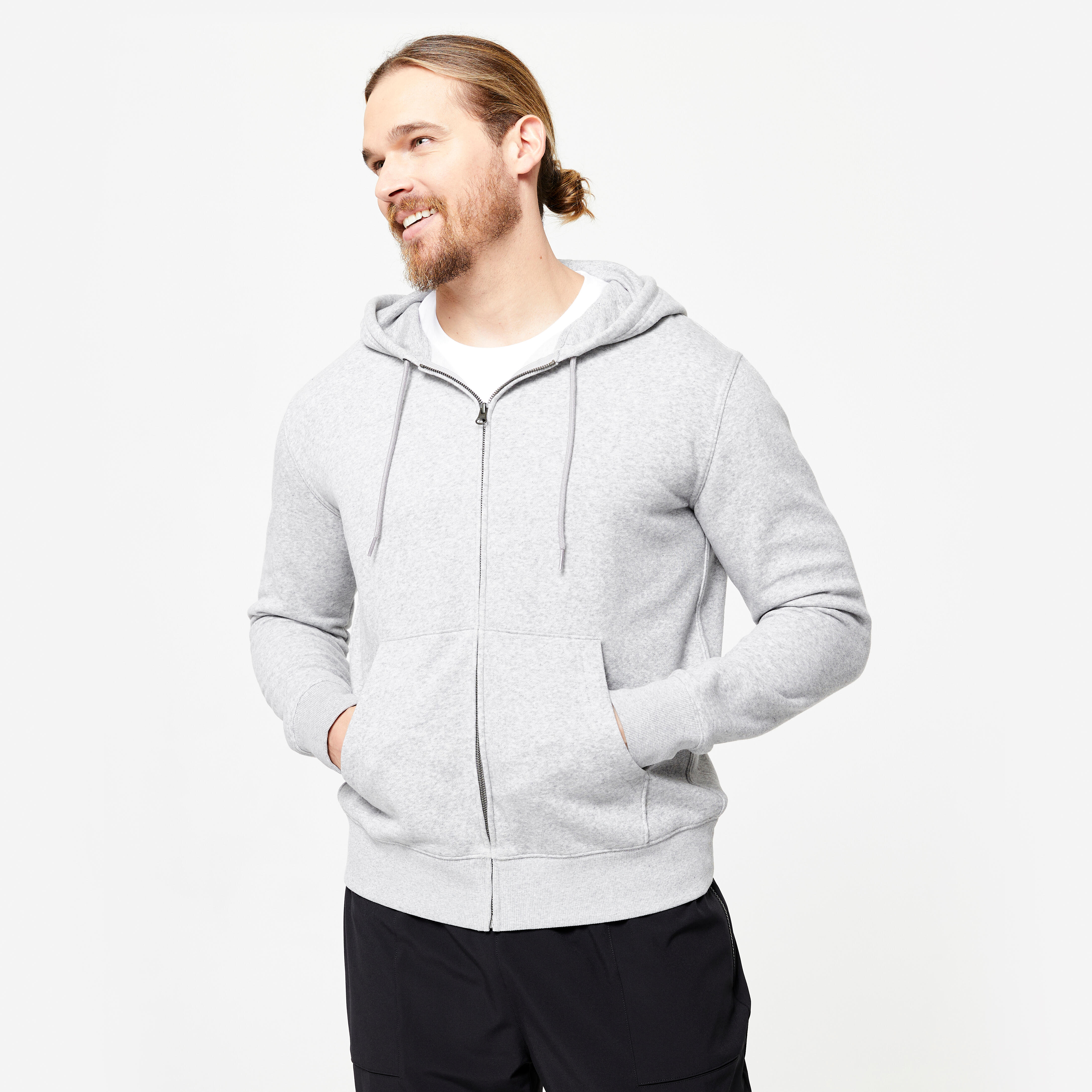 Sudadera de fitness con cierre y capucha gris para hombre 100 Decathlon
