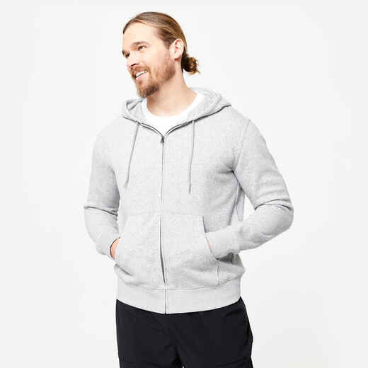 
      Sweat zippé à capuche Fitness Homme  - 100 Gris
  