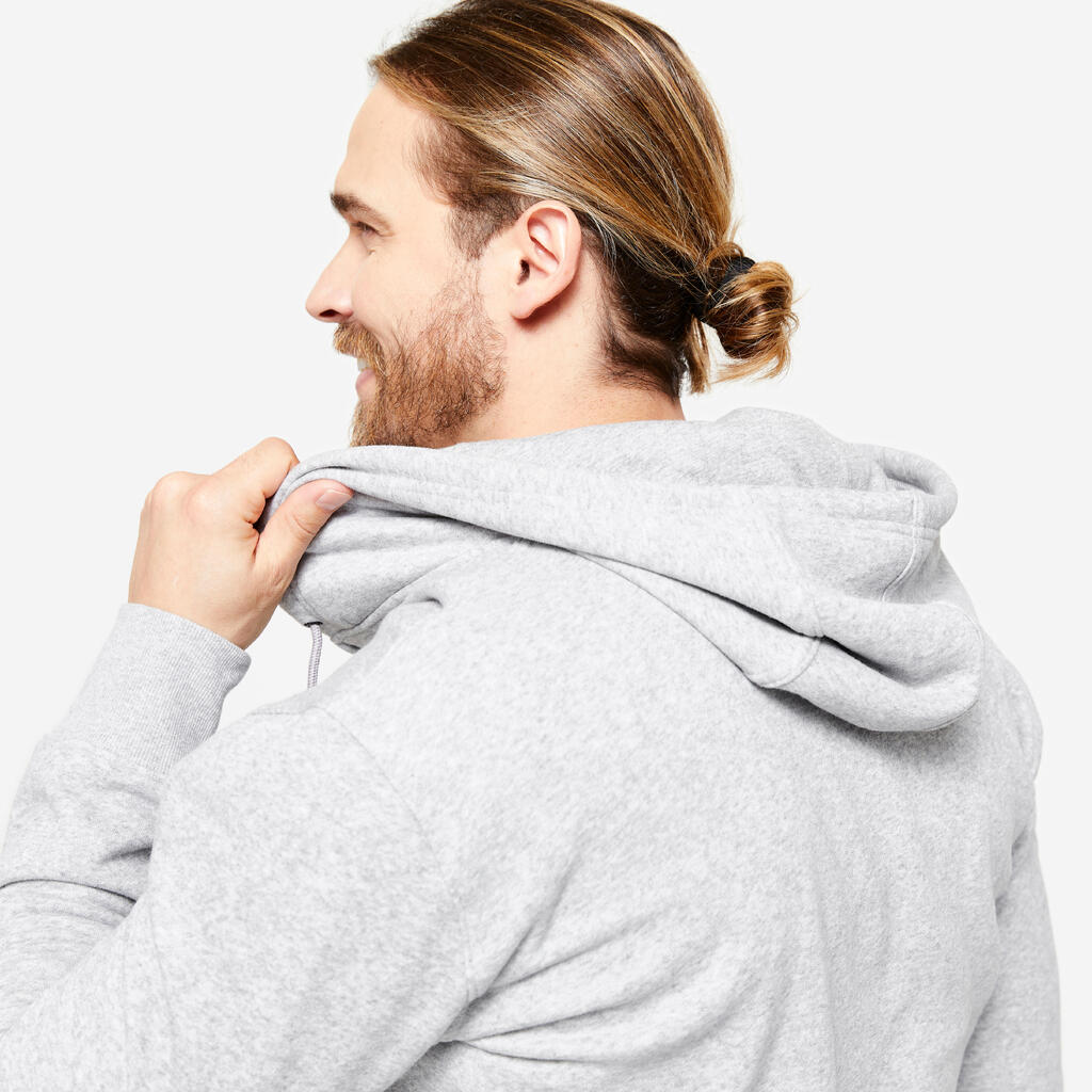 Sweat zippé à capuche Fitness Homme  - 100 Gris