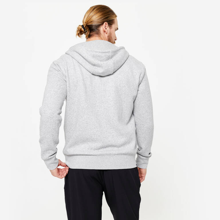 Men's Zip-Up Fitness Hoodie 100 - Grey