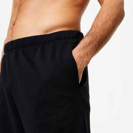 Men's Warm Fitness Jogging Bottoms 100 - Black