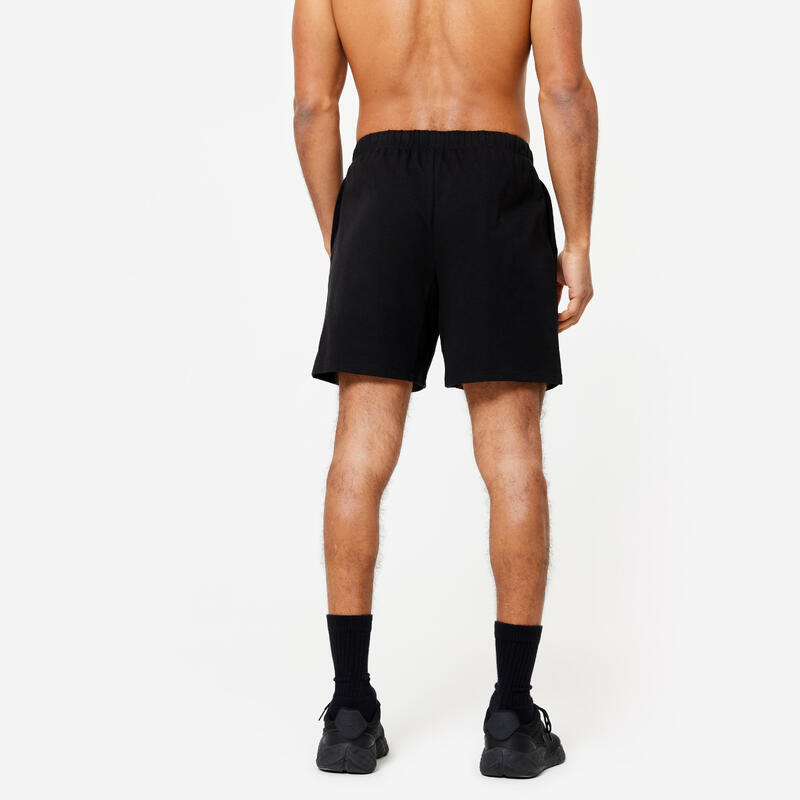 Pantaloncini uomo fitness 100 misto cotone neri