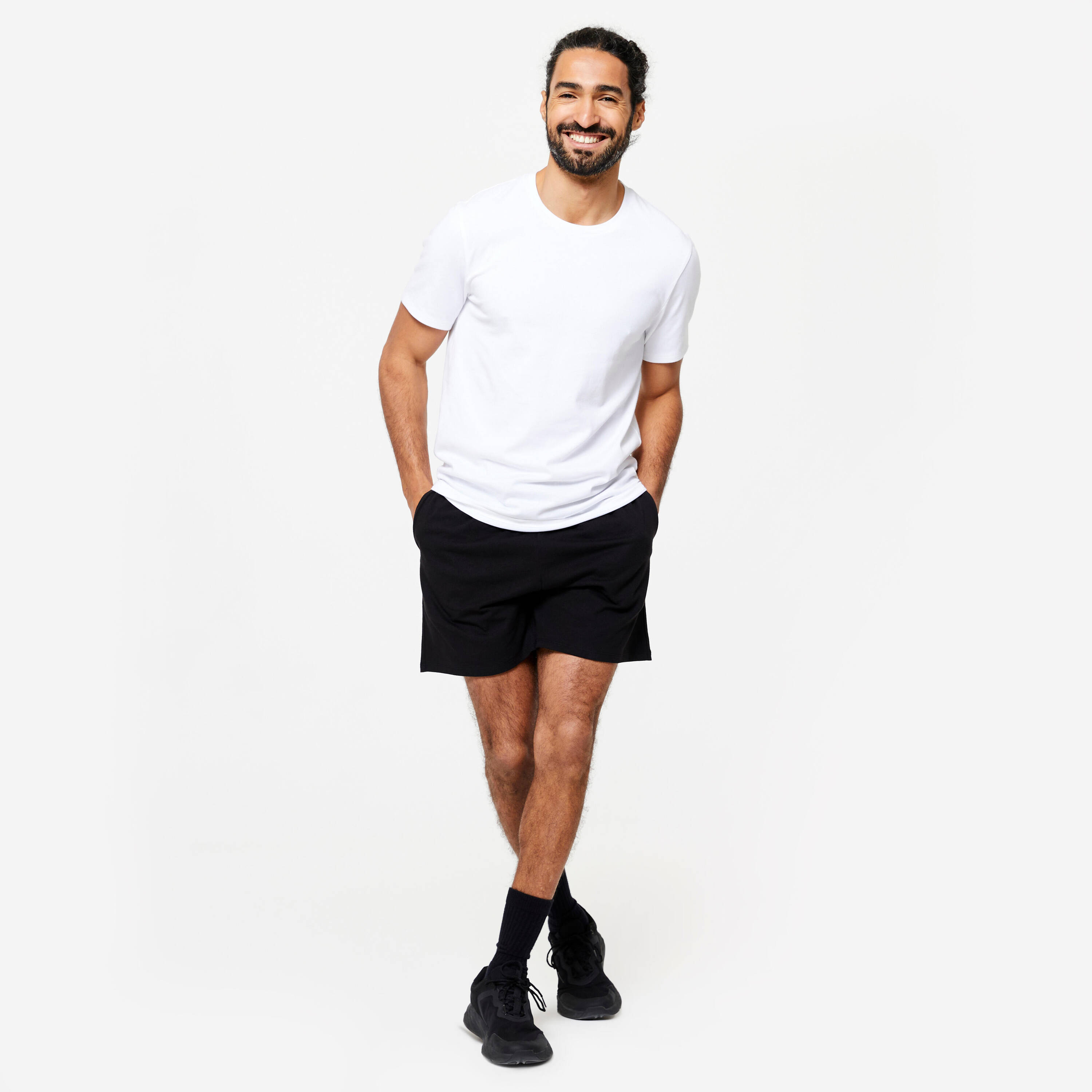 Mens Cotton Regular Fit Gym Shorts 100  - Black -  2