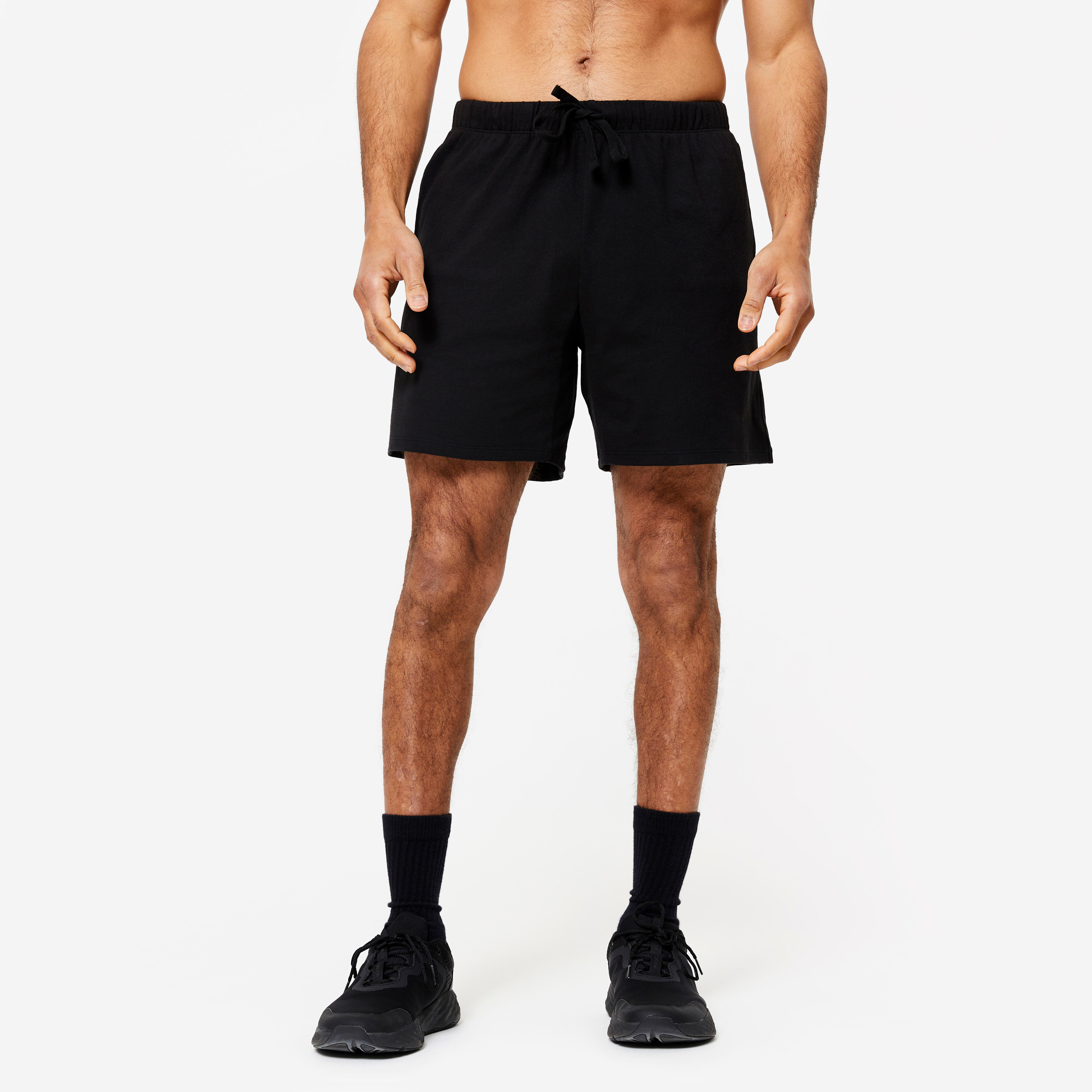 Mens Cotton Regular Fit Gym Shorts 100 - Black