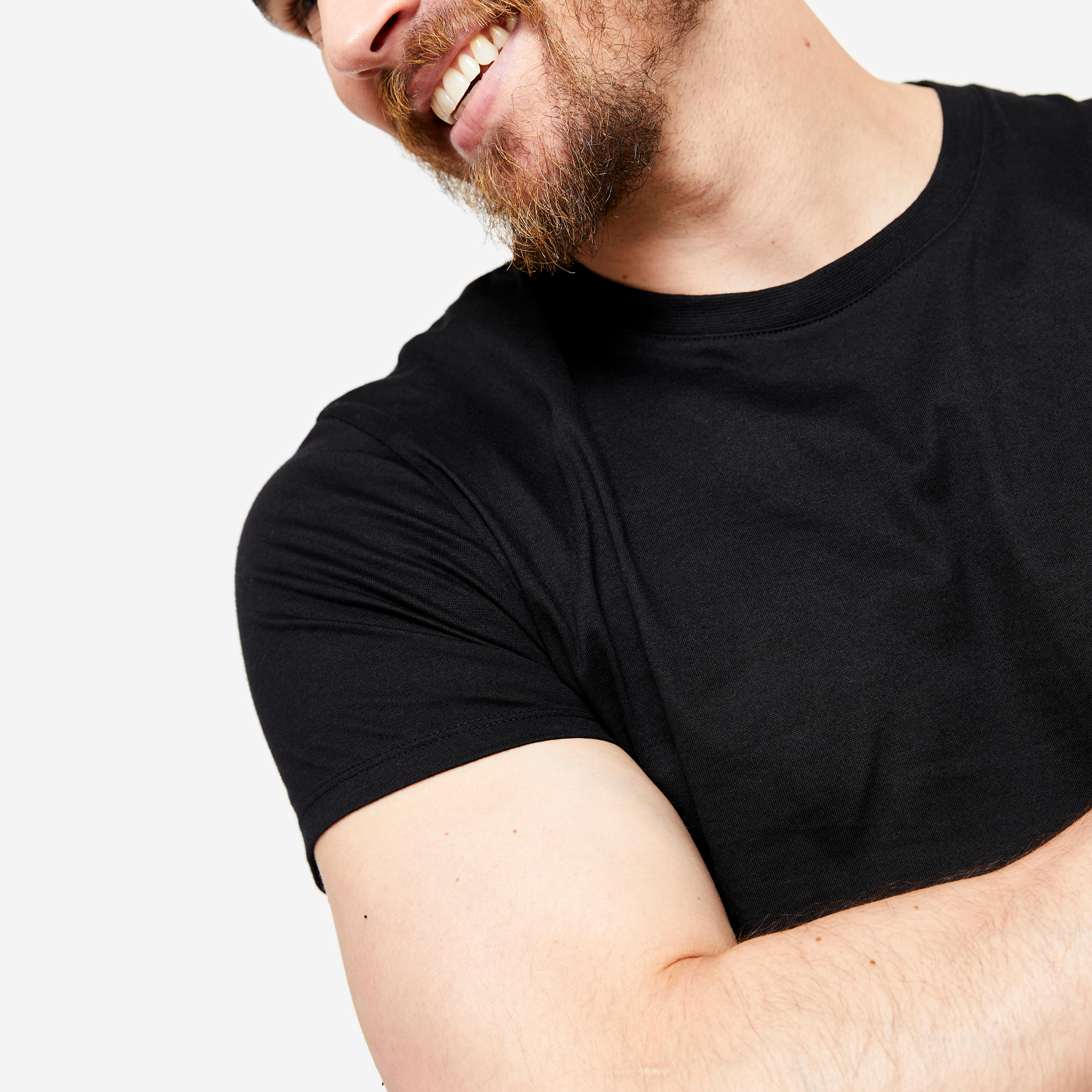 Men Gym T-Shirt Stretchable, Crew Neck, Sportee 100 - Black