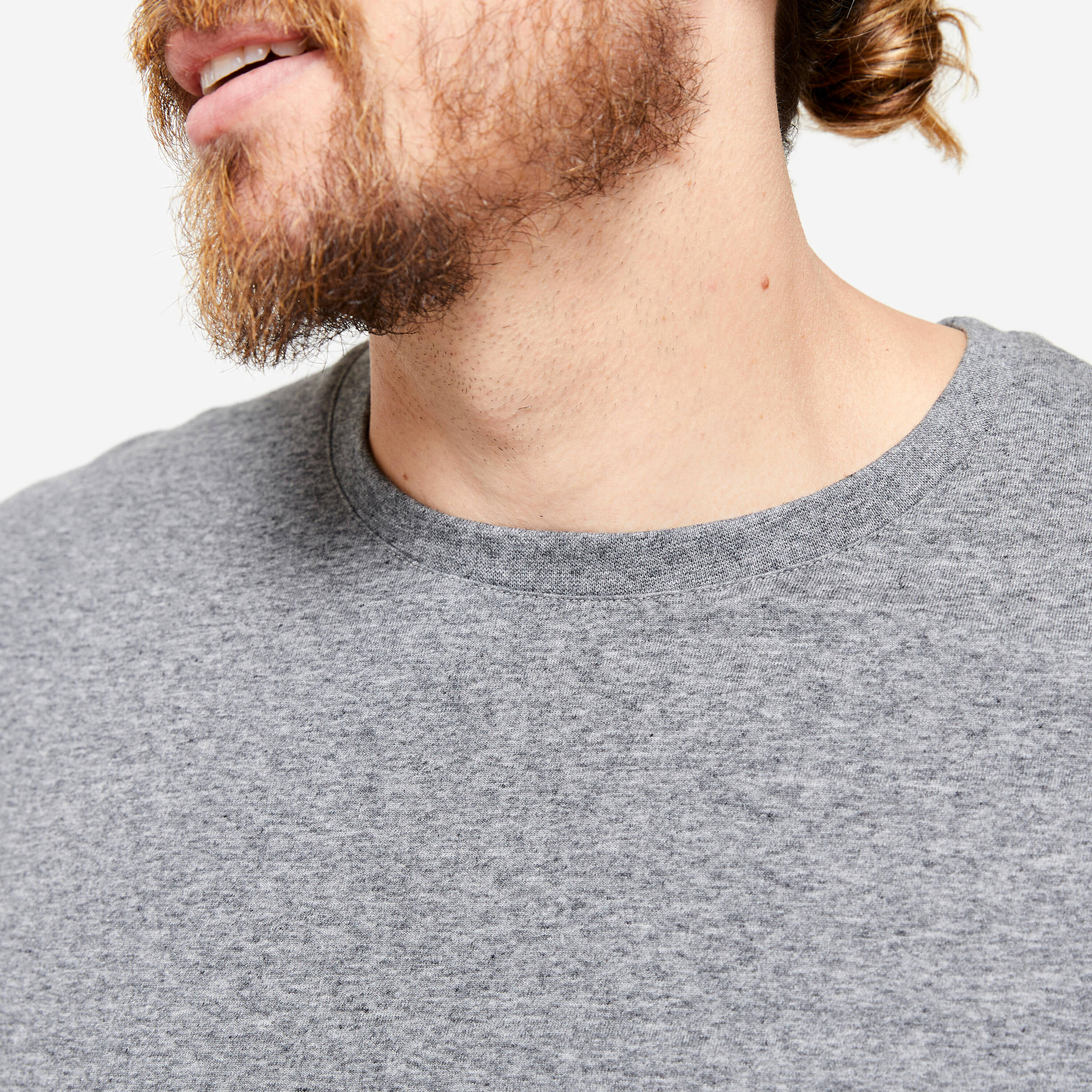 Men T-Shirt Long Sleeve Regular Fit 100 for Gym-Grey -  3