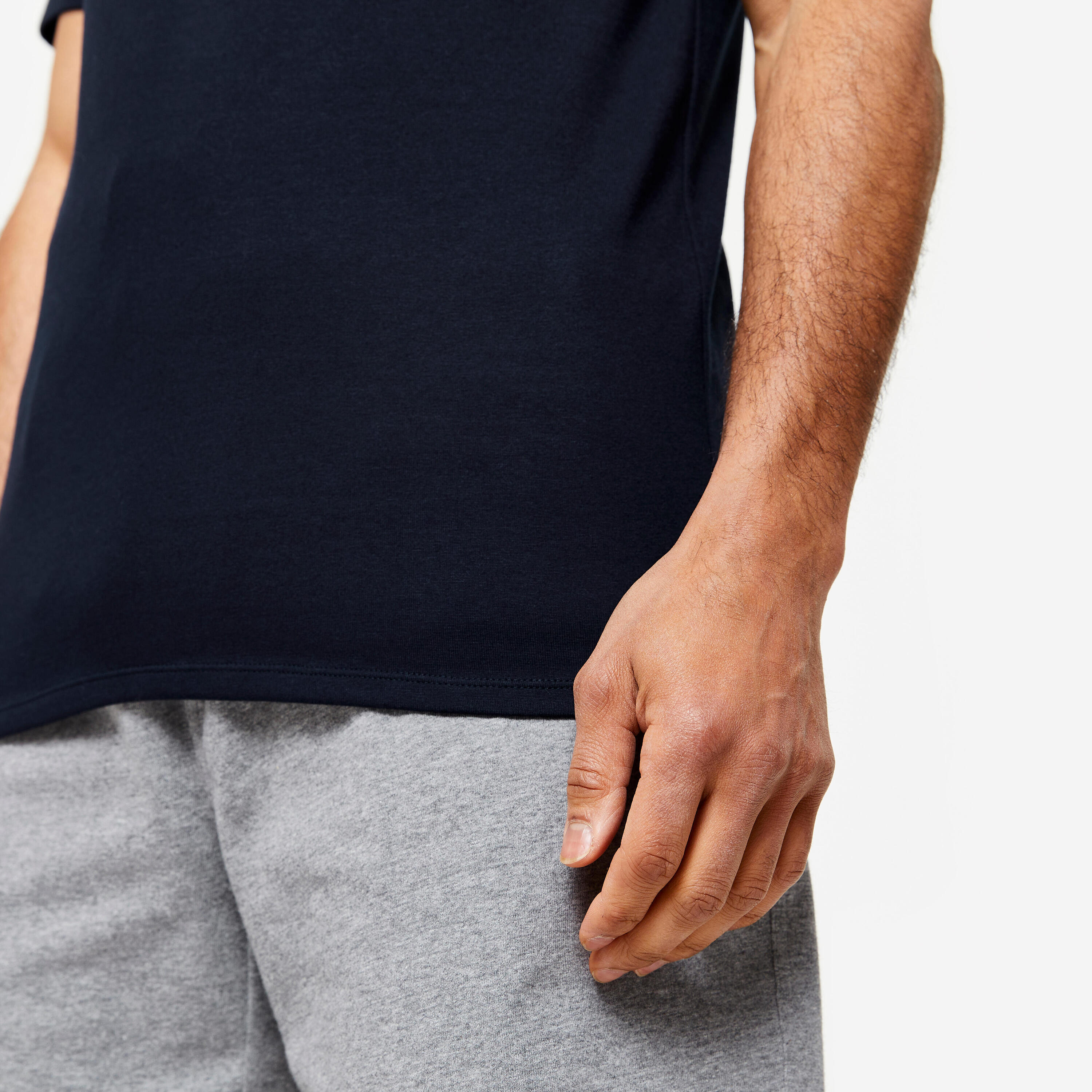 T-shirt voor fitness heren 500 slim fit donkerblauw 6/7