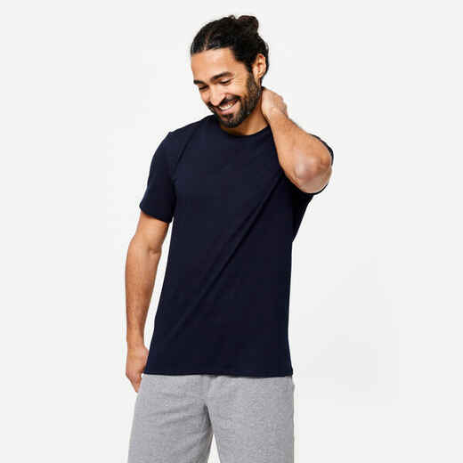 
      Men's Slim-Fit Fitness T-Shirt 500 - Dark Blue
  