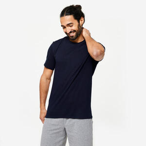 Camiseta manga corta Fitness 63% algodón slim Hombre azul marino