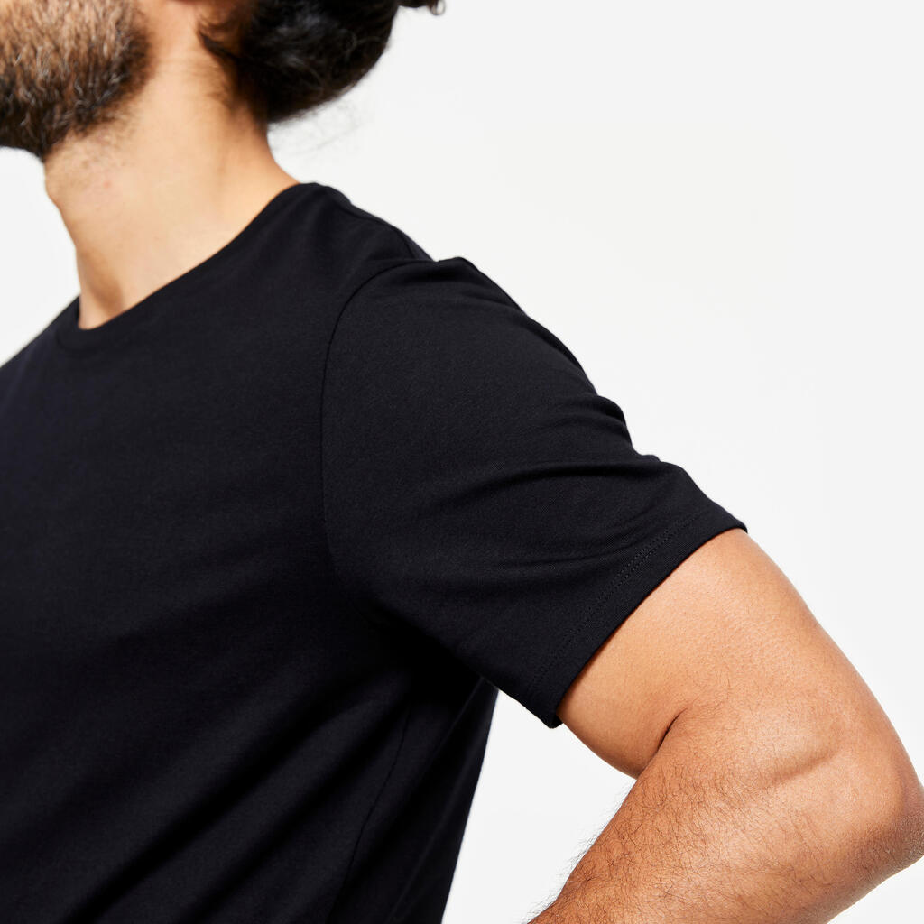 POLERA SLIM FITNESS 500 HOMBRE NEGRO