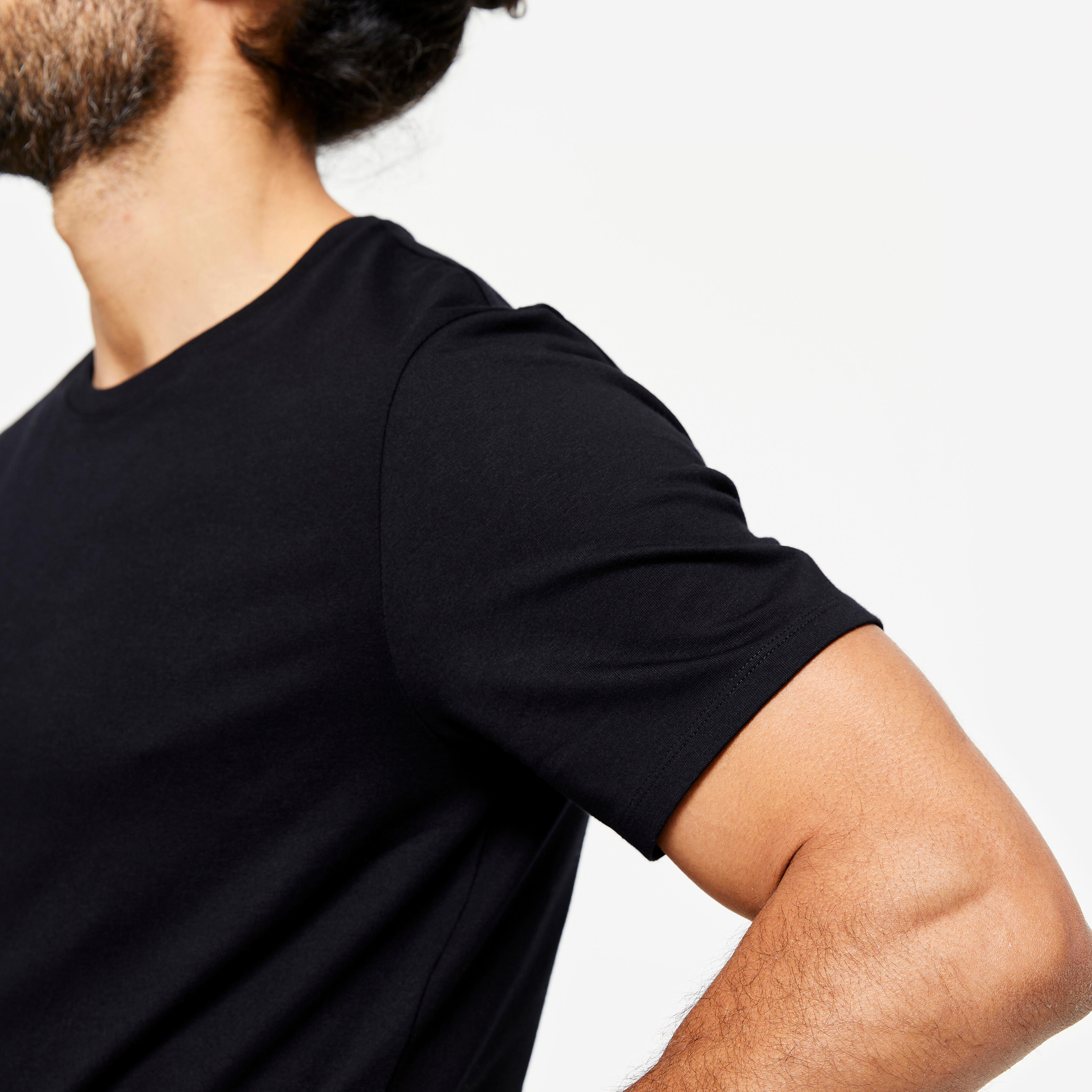 Uomo T-shirt slim in cotone - nero