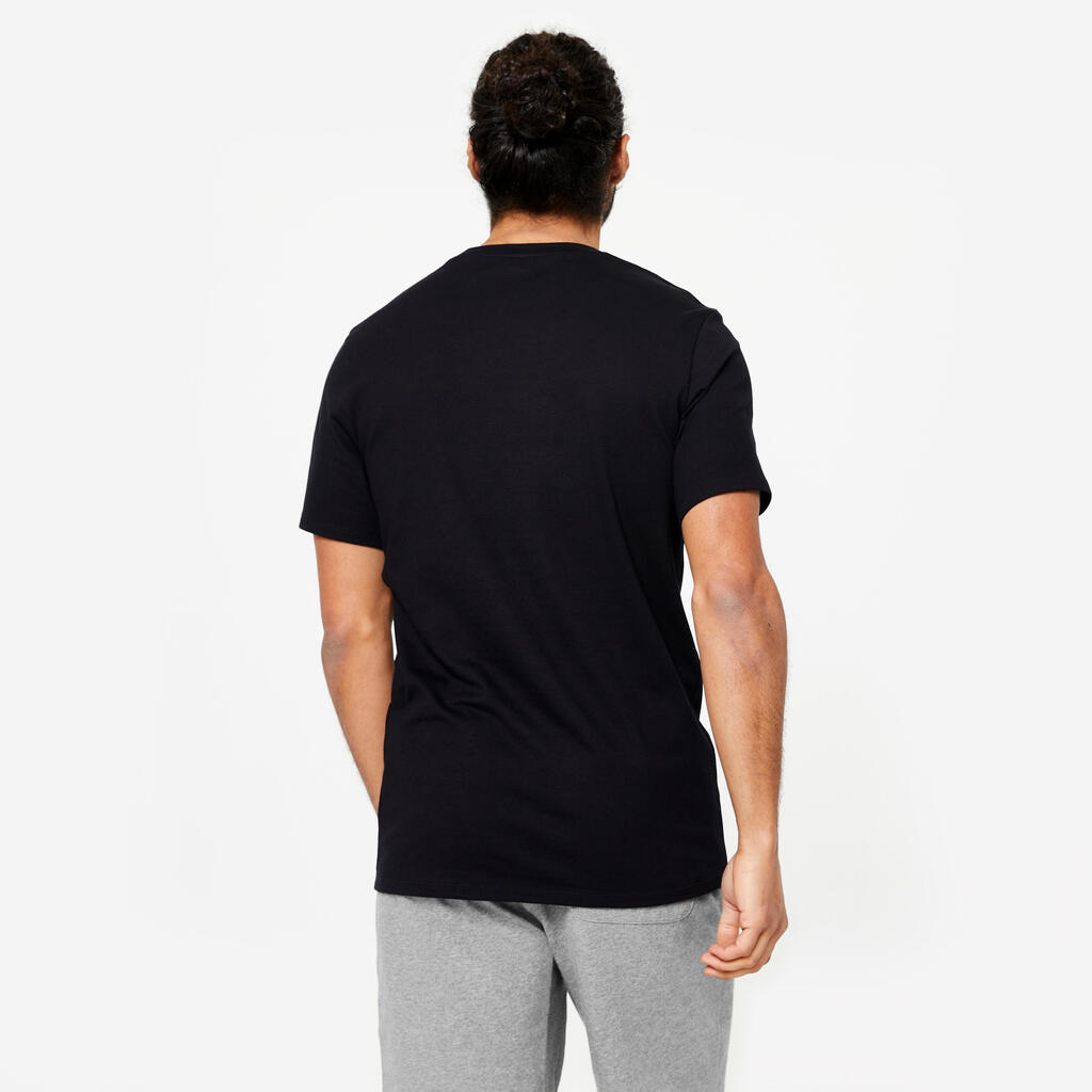 POLERA SLIM FITNESS 500 HOMBRE NEGRO