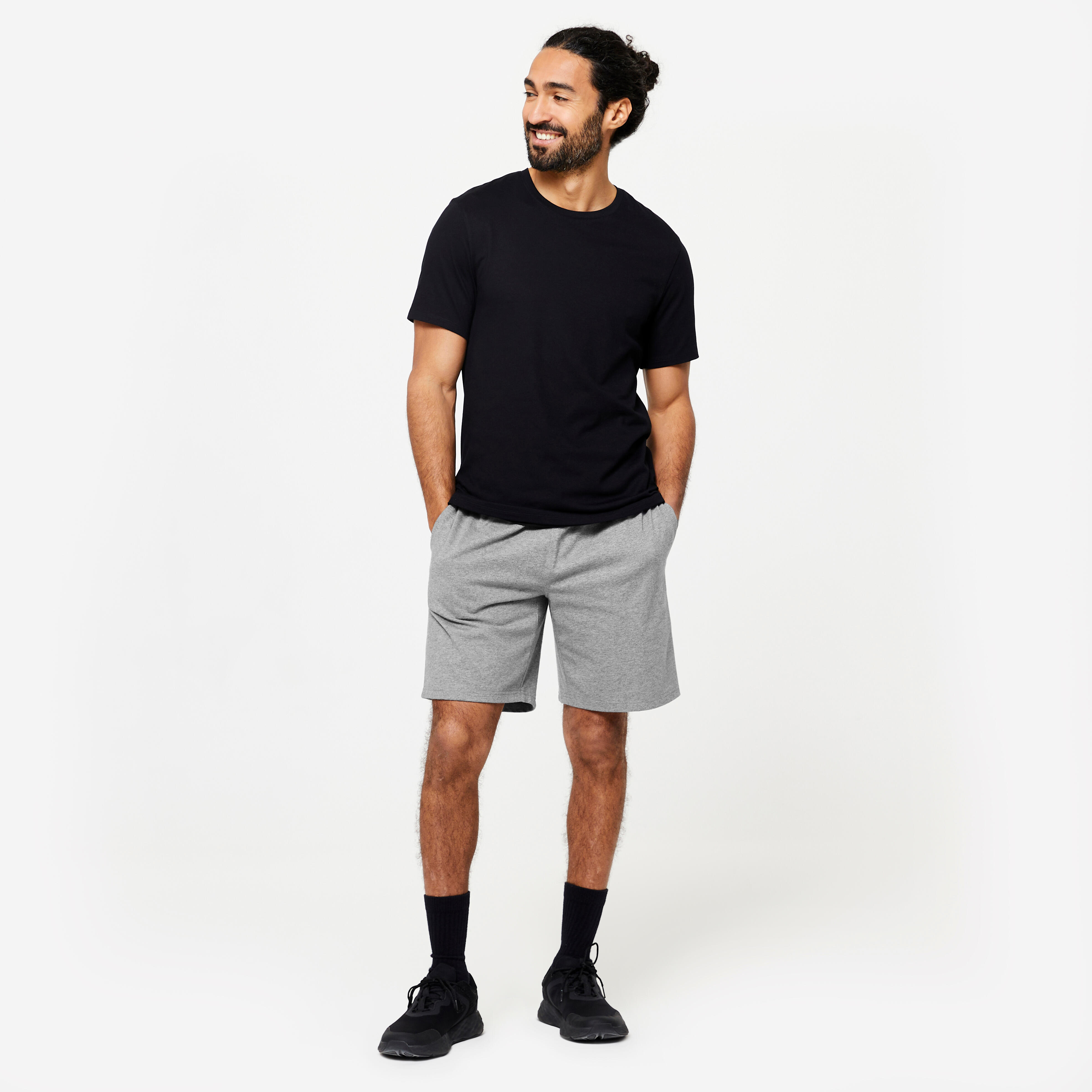 Uomo T-shirt slim in cotone - nero