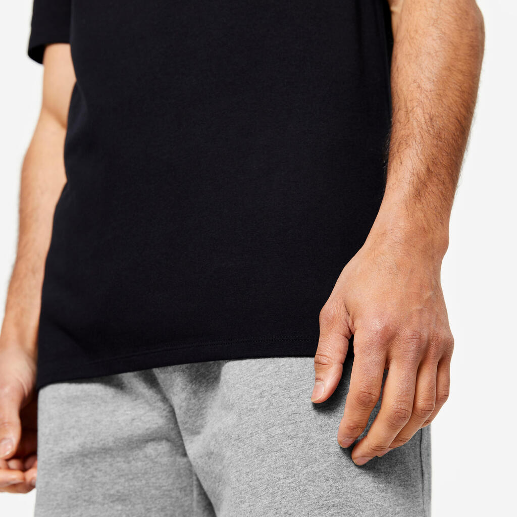 Men's Slim-Fit Fitness T-Shirt 500 - Sepia