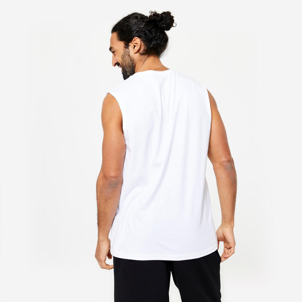 Débardeur extensible Fitness Homme - 500 Blanc