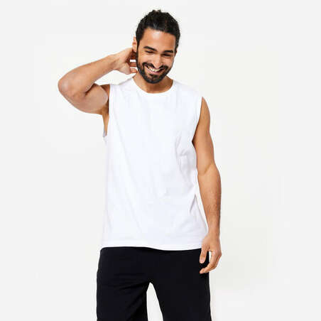 Débardeur extensible Fitness Homme - 500 Blanc