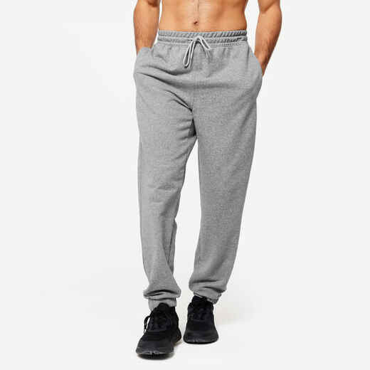 Pantalon jogging fitness regular homme, gris fonte Decathlon