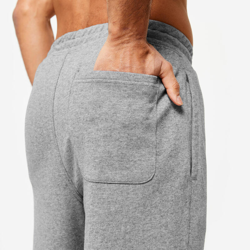 Pantalón chándal fitness algodón recto Hombre Domyos Essentials gris