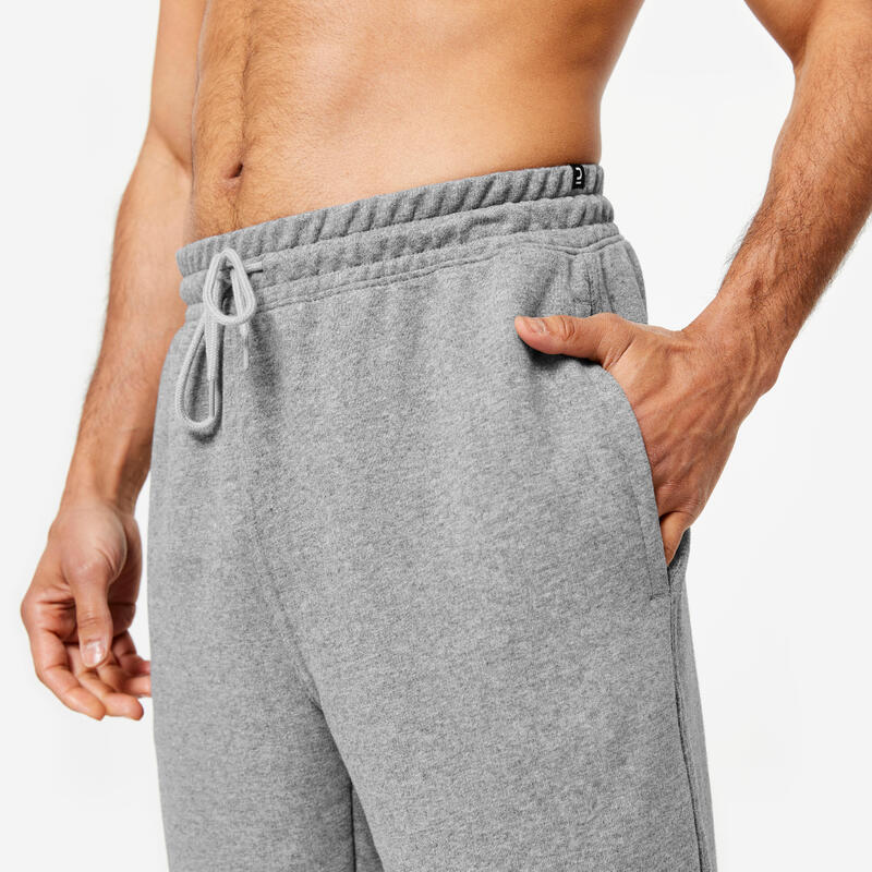 Pantalón chándal fitness algodón recto Hombre Domyos Essentials gris