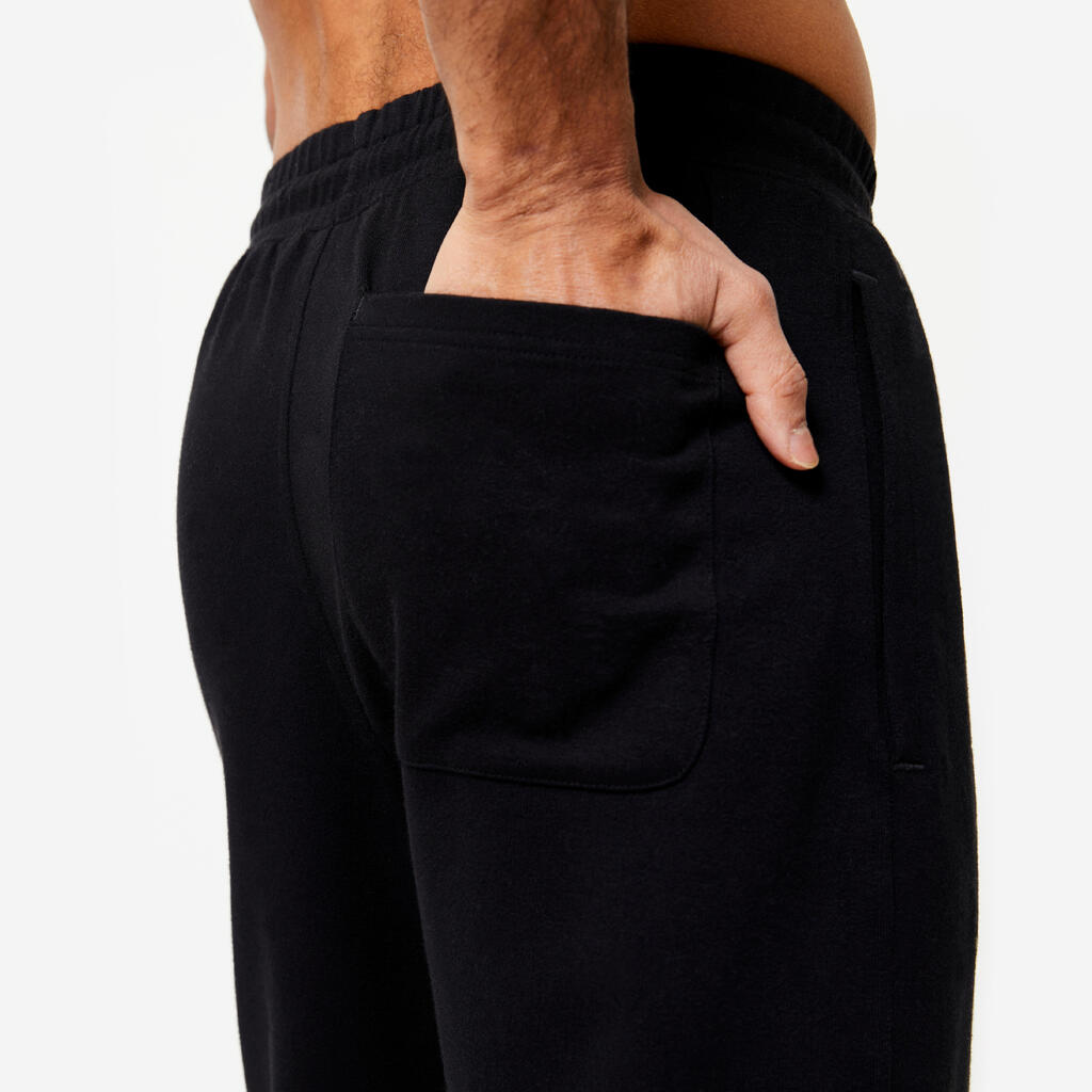 Pantalón jogger de fitness con bolsillos para Hombre Domyos 500 negro