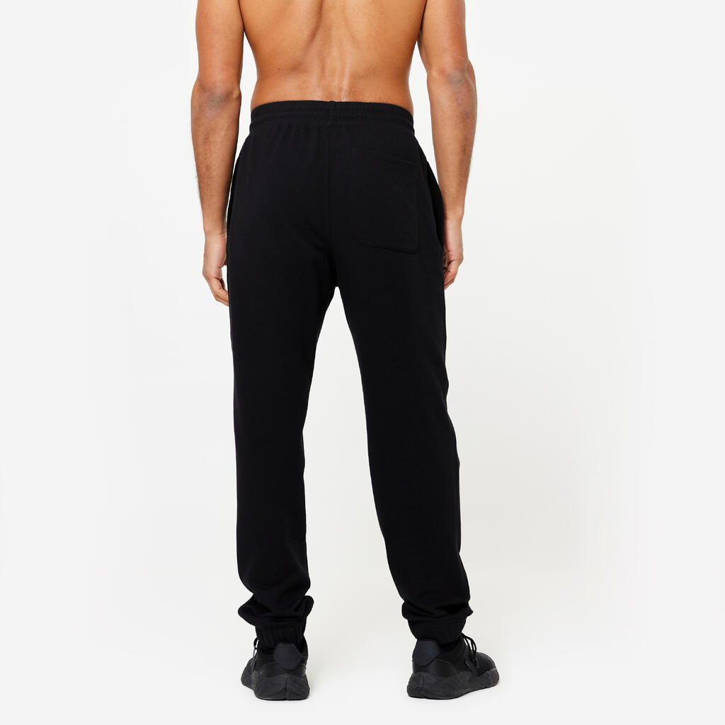 Men's Fitness Jogging Bottoms 500 Essentials - Ash Khaki