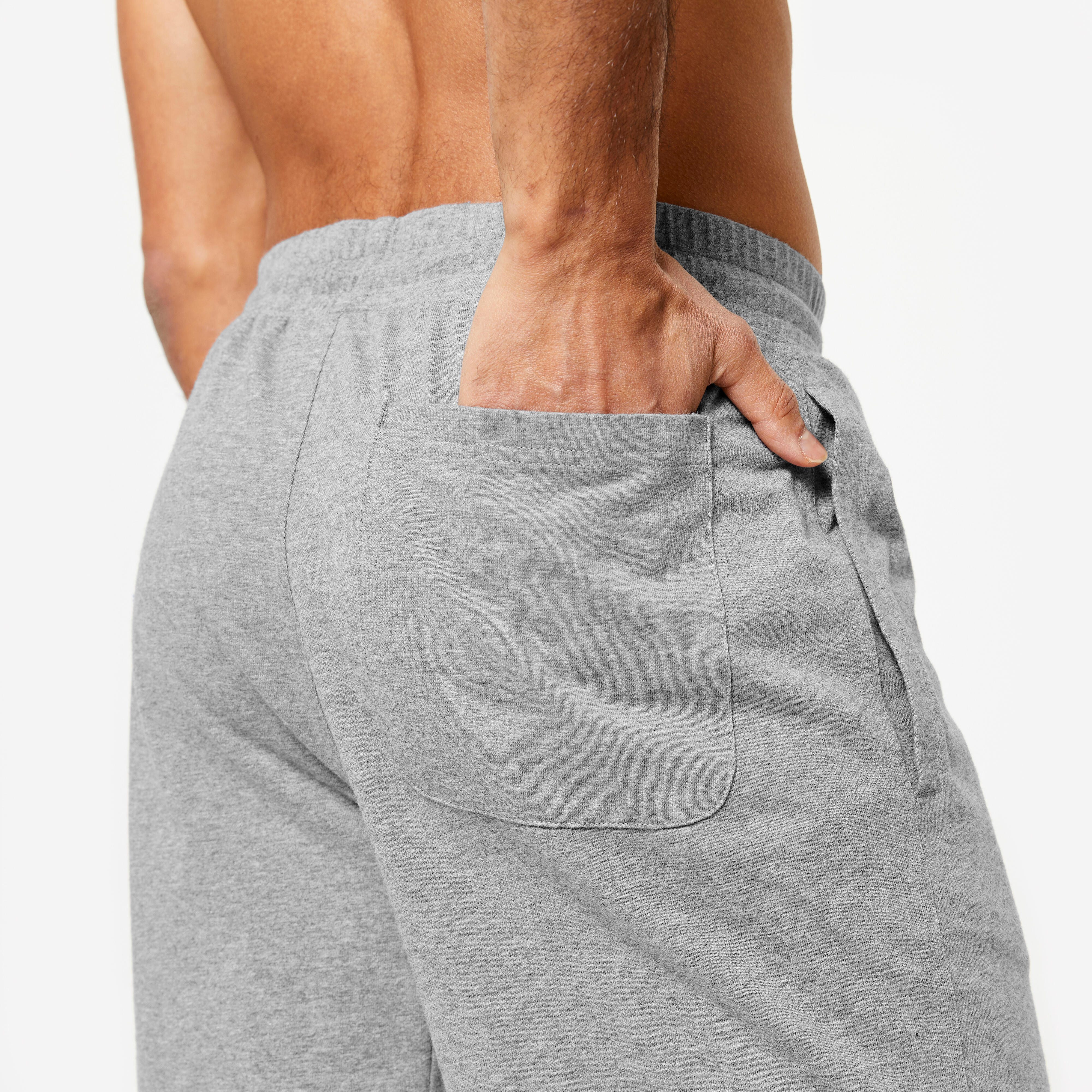 JustSun Pantaloncini Uomo Sportivi In Cotone Con Tasca Cerniera | Per Palestra, Jogging E Casa | Grigio Chiaro - 2