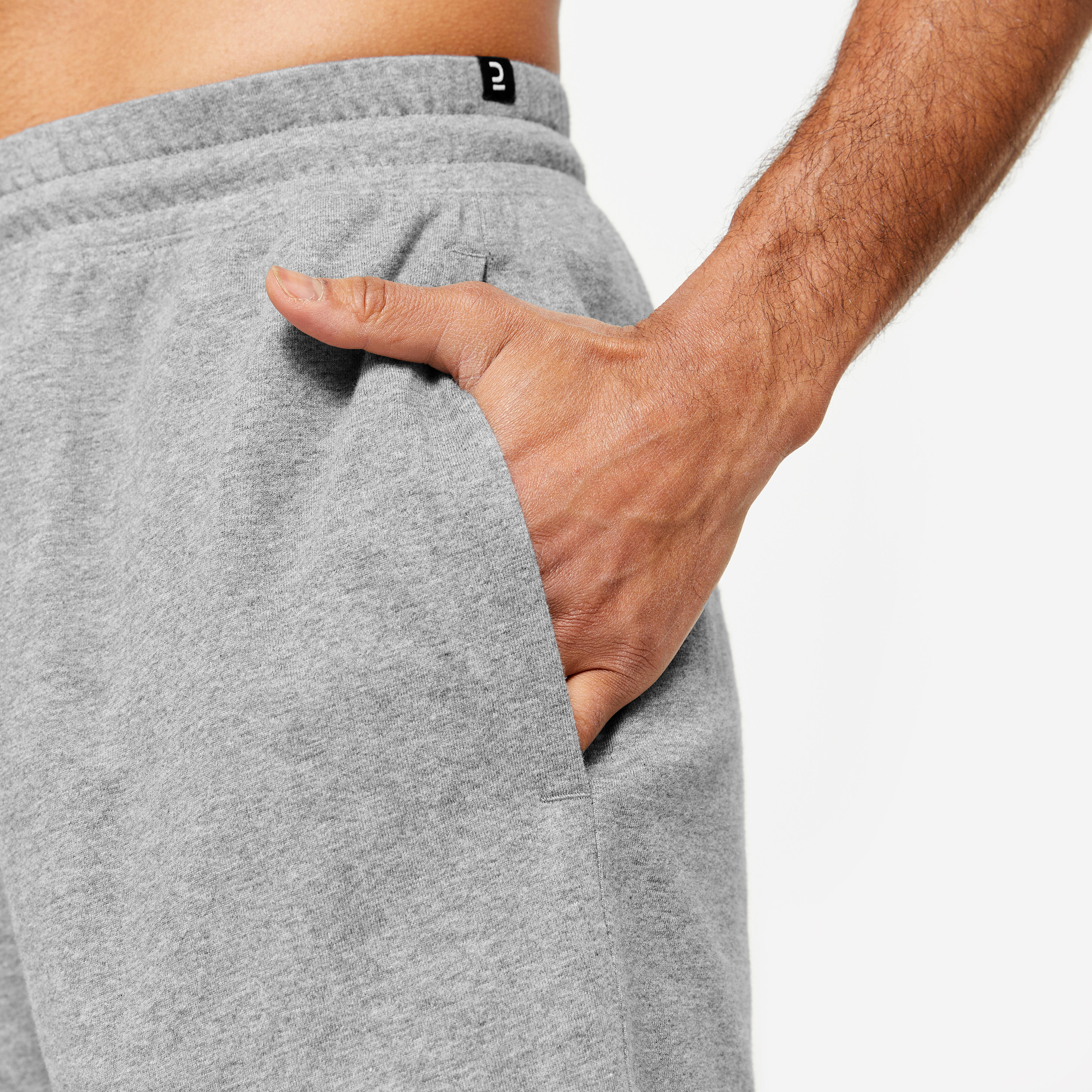 Men's Shorts For Gym Cotton Rich 500 - Grey