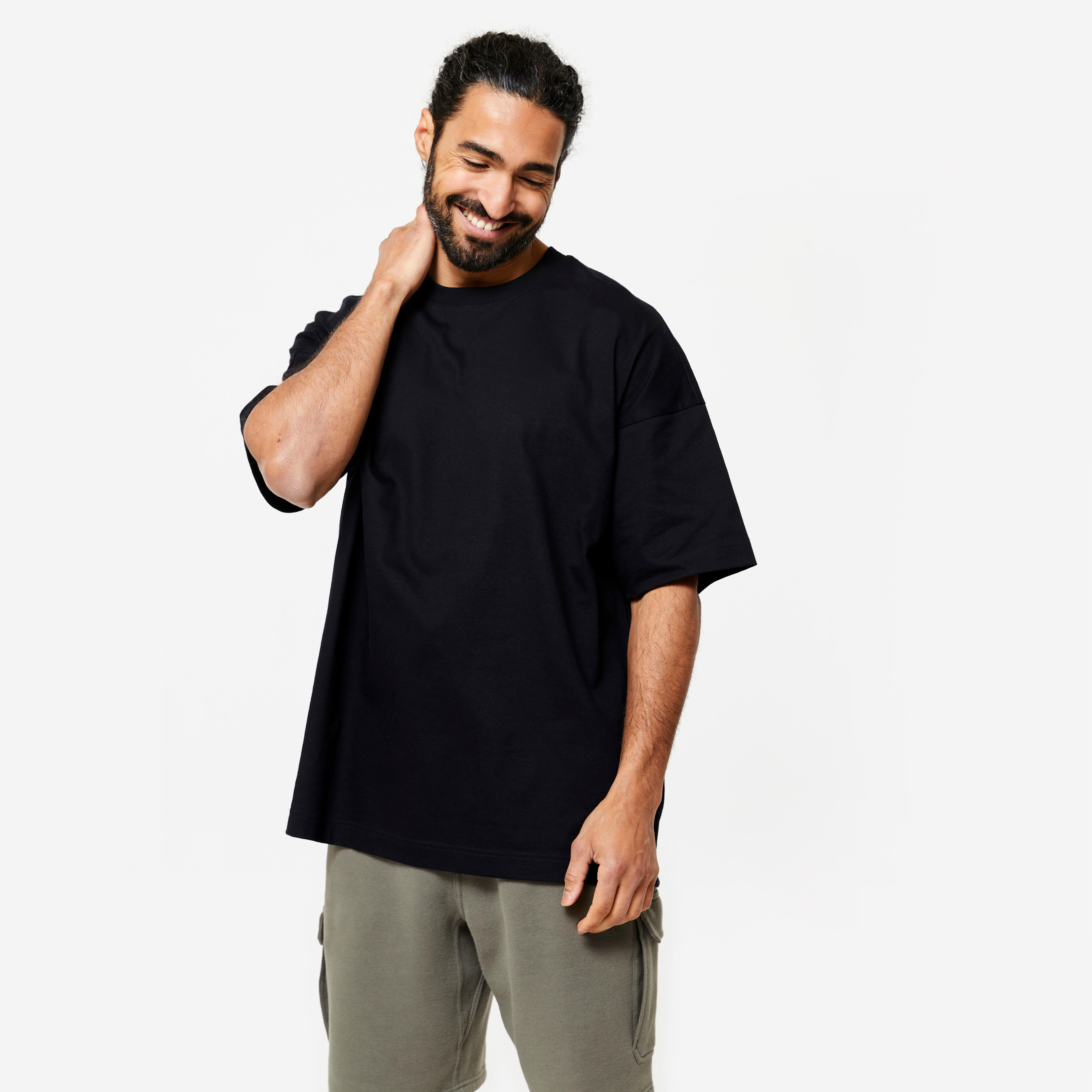 domyos Men's Loose-Fit Fitness T-Shirt 520 - Black-picture-10