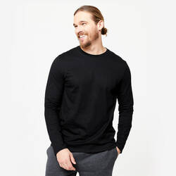Men's Long-Sleeved Fitness T-Shirt 100 - Black
