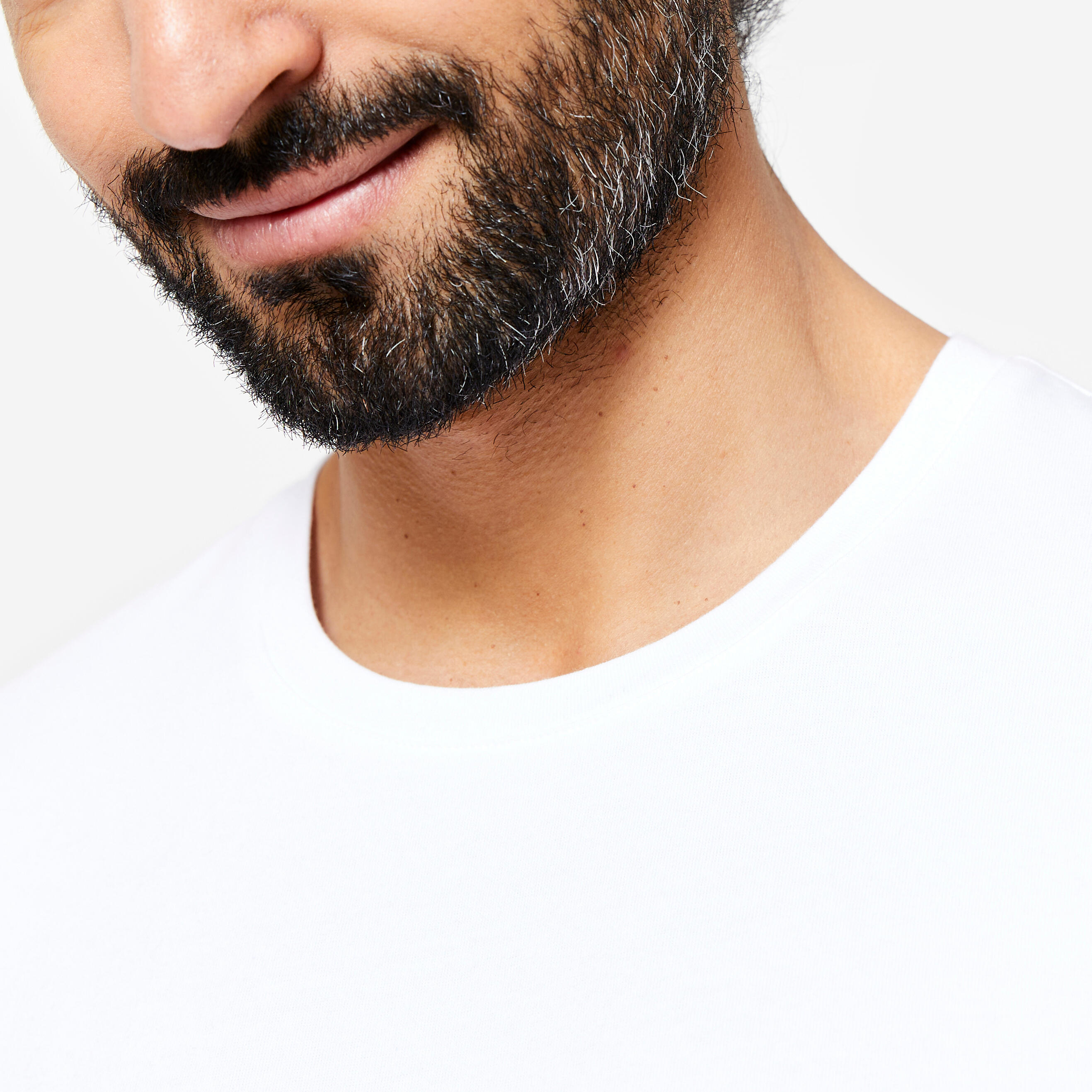 Men Gym Basic T-Shirt, 100% Cotton, Crew Neck, Regular Fit - White