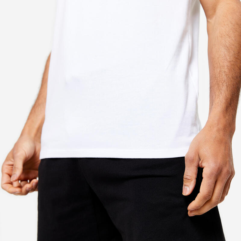 T-shirt bianca uomo palestra SPORTEE 100 regular fit 100% cotone