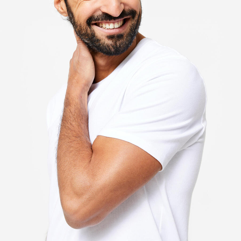 Playera de fitness blanca para hombre Sportee 100