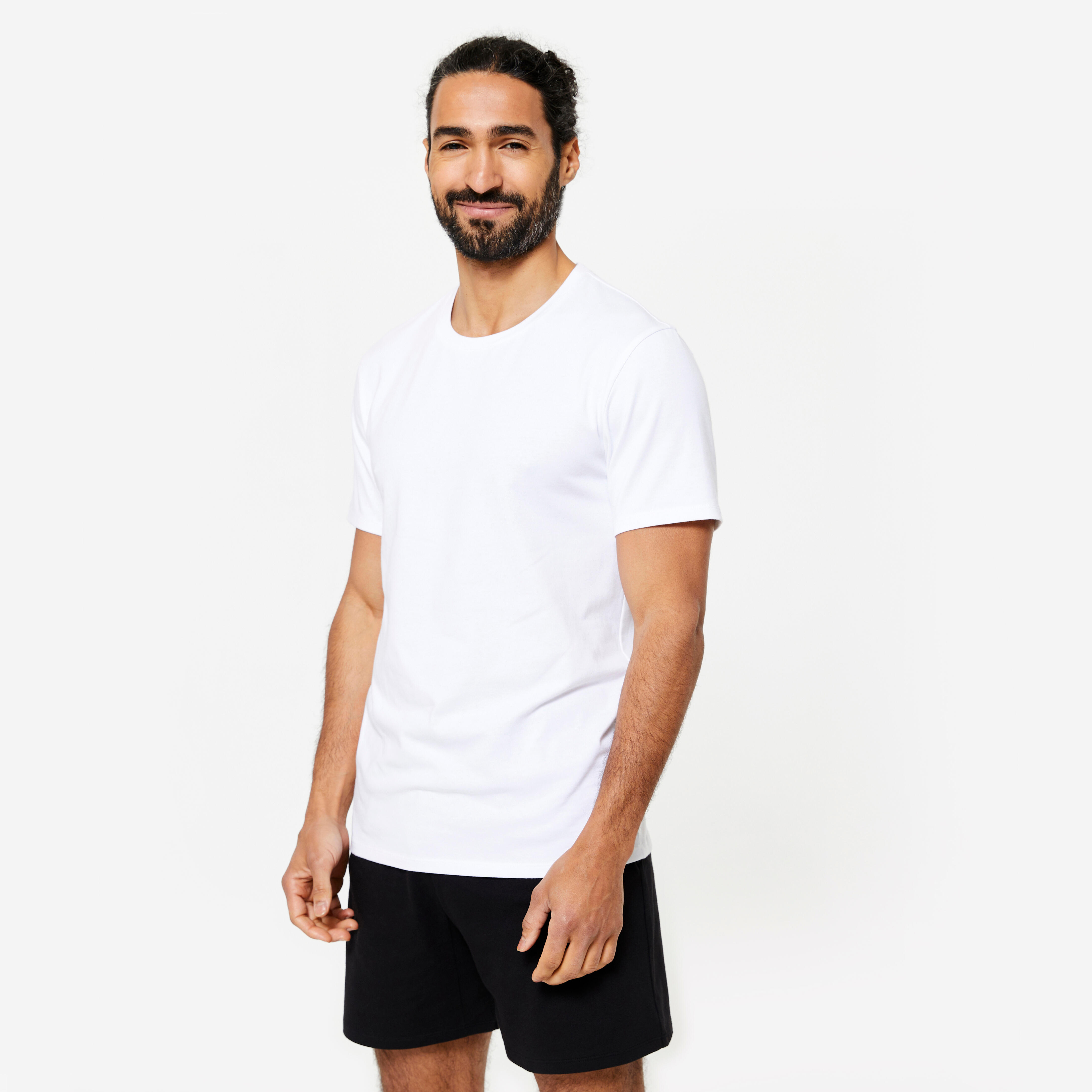 Men's Fitness Cotton T-Shirt 100 Sportee - White