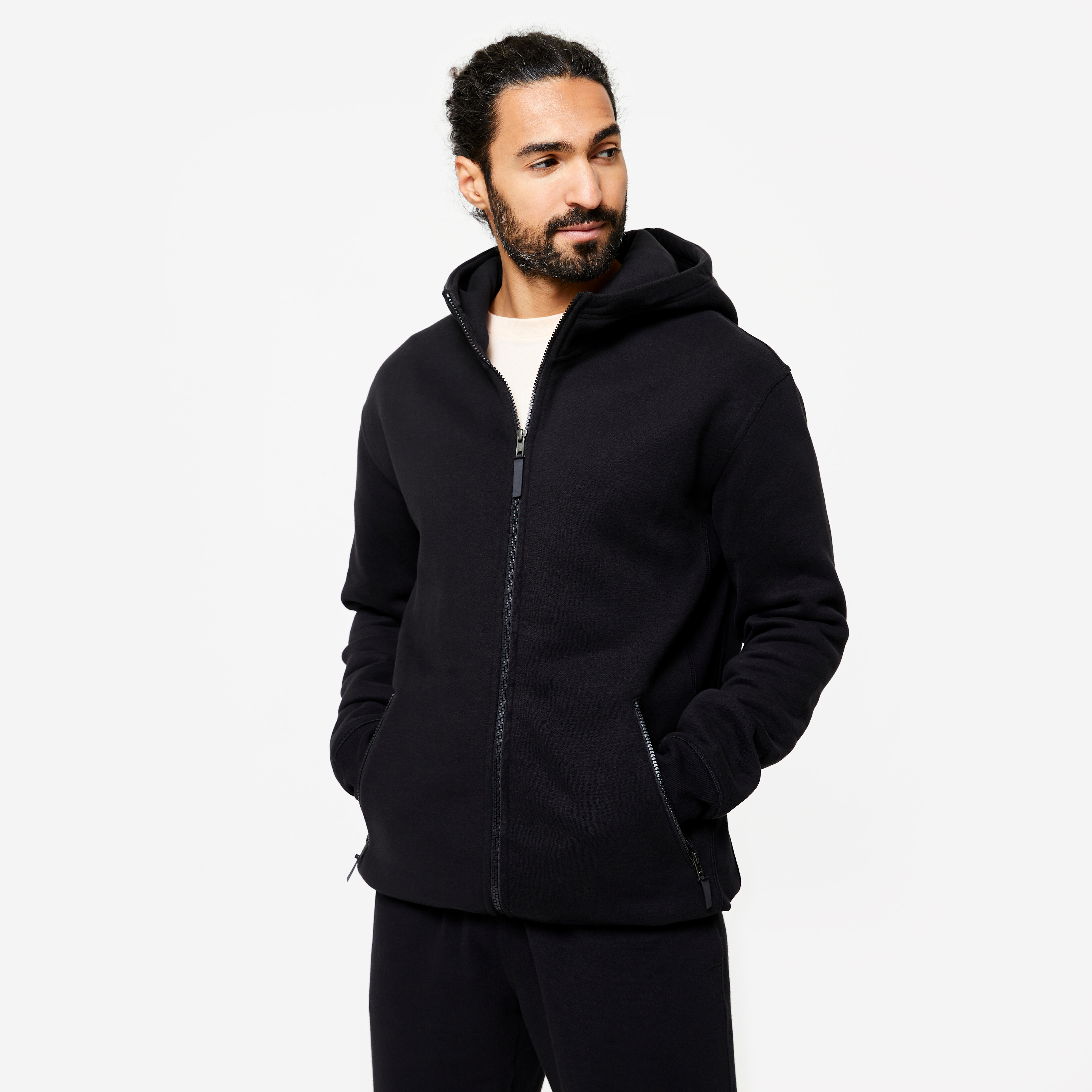 Sweat zippe a capuche fitness Homme 520 Bleu fonce