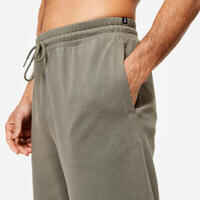 Men's Fitness Jogging Bottoms 500 Essentials - Ash Khaki