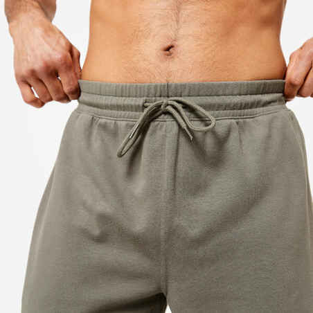 Men's Fitness Jogging Bottoms 500 Essentials - Ash Khaki