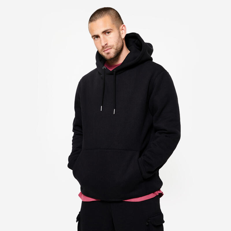 Sweat à capuche de fitness homme, noir