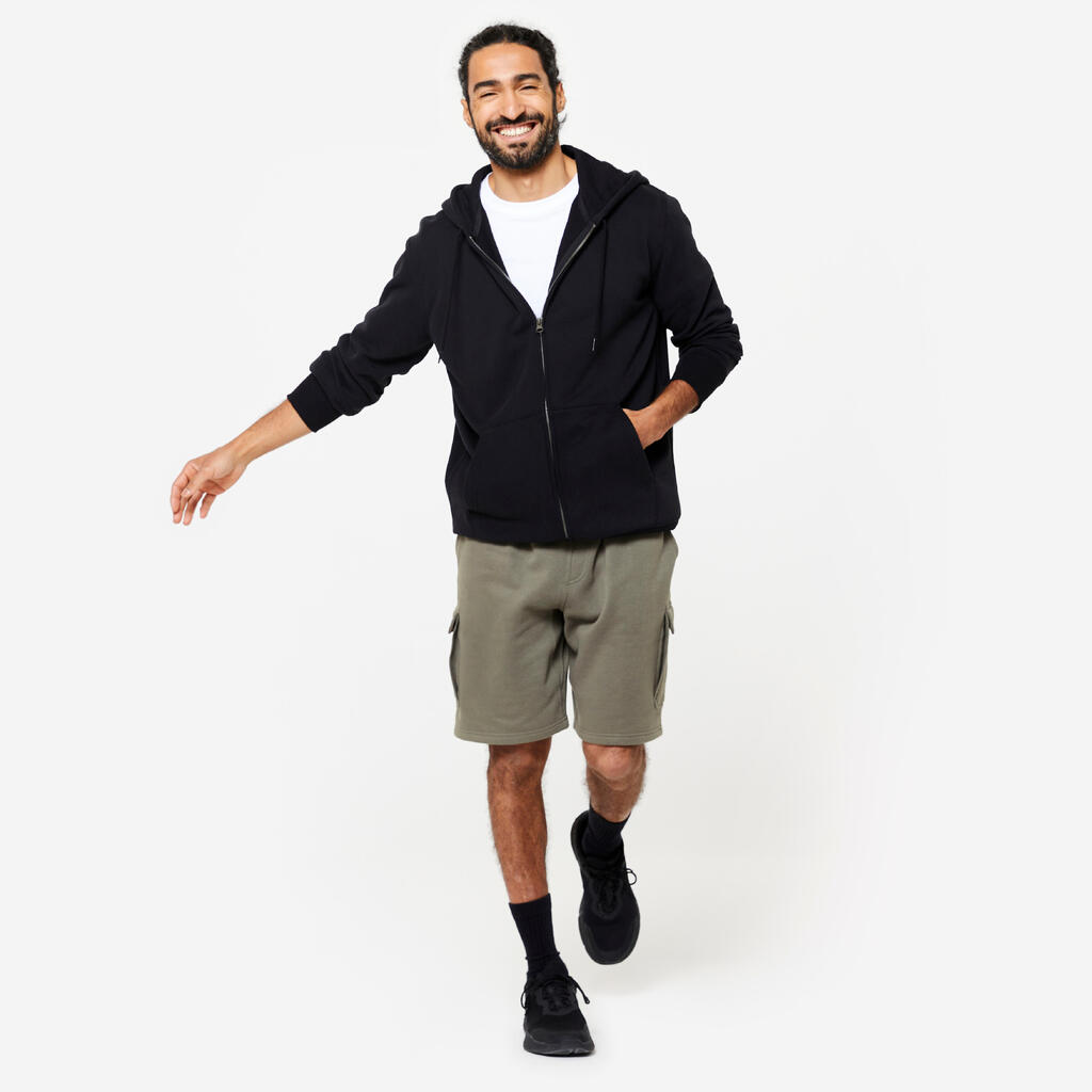 Men's Fitness Zipped Hoodie 500 Essentials - Grey