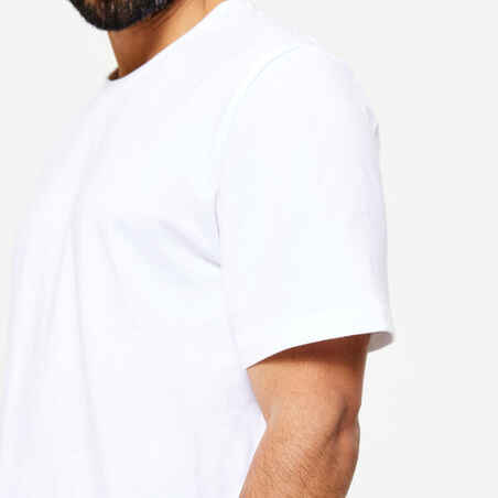 חולצת כושר לגברים 500 Essentials - לבן קרח
